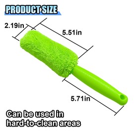 2PCS Car Wheel Brush, Non-Scratch Soft Microfiber Rim Washing Brush, No Metal Auto Tire Detailing Cleaning Tool Accessories for Cars, Motorcycles (Green)
