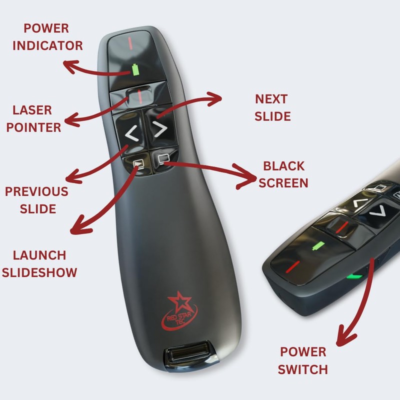 Red Star Tec Wireless Powerpoint and Keynote Presentation Remote Clicker