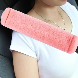 Amooca Soft Faux Fur Universal Fit Seatbelt Cover Car Truck SUV Airplane Seat Belt Shoulder Pad for Carmera Backpack Straps Neck Cushion Protector 2 Pack 10.5in Orange Pink