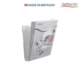Deflecto A4 Wall Mounted Magazine File Holder - Perfect for Folders, Files, Mails & Brochure - Clear Racks for Home Office with Sleek Portrait Design