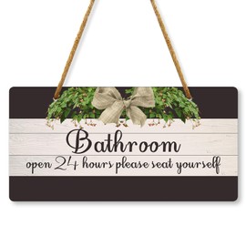 Bathroom Front Door Sign Funny Bathroom Signs for Home Decor Bathroom Hanging Sign Bathroom Signs Wall Decor Farmhouse Bathroom Door Sign Rustic Bathroom Sign Restroom Wall Decor 10x5 Inches