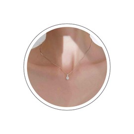 Aneneiceera Vintage Crystal Pendant Necklace Silver Crystal Rhinestone Choker Necklace Wedding Solitaire Necklace Minimalist Necklace Chain Jewelry for Women