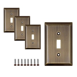 SleekLighting | Wall plates Decorative Classic Antique Brass | Electric Outlet and Switch Covers| Style: 1 Gang Toggle (4 Pack)