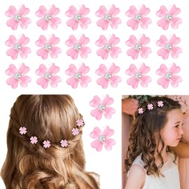 Paifeancodill Baby Girl Mini Hair Claw Clips, 20 Pcs Small Flower Hair Clips Mini Claw Clips, Sweet Artificial Bangs Clips Decorative Hair Accessories for Women Girls, Flower Hair Bangs Pin (four leaf clover)