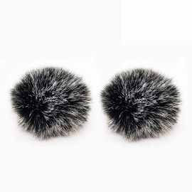 Lavalier Wind Muff 2 Pack Lapel Microphone Wind Muff 0.2/0.4 Inch Furry Lav Windscreen Windproof Wind Screen (0.4inch, Black/White)