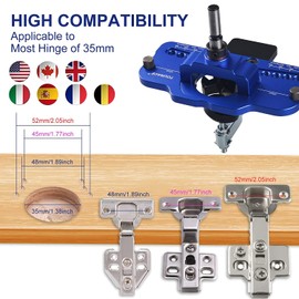 TOURACE 35MM Concealed Hinge Jig Puncher Kit, Hinge Drilling Guide Hole Accurate Locator, Woodworking Tool Suitable American&European Face Frame Cabinet Cupboard Door Hole Opener Hinge Installation