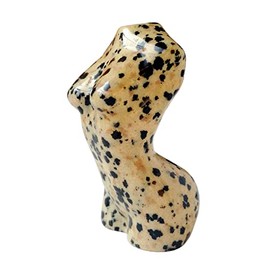 Bacatgem Speckle Dalmation Stone Healing Crystal Female Model Figurine Sculpture, 2 Inches Carving Pocket Palm Stone Office Decor Decoration