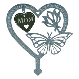 Dephnes Metal Butterfly Memorial Sculpture Outdoor Grave Decoration, Heart-Shape Plaque for Cemetery, Bereavement Gift in Memory of Loved One