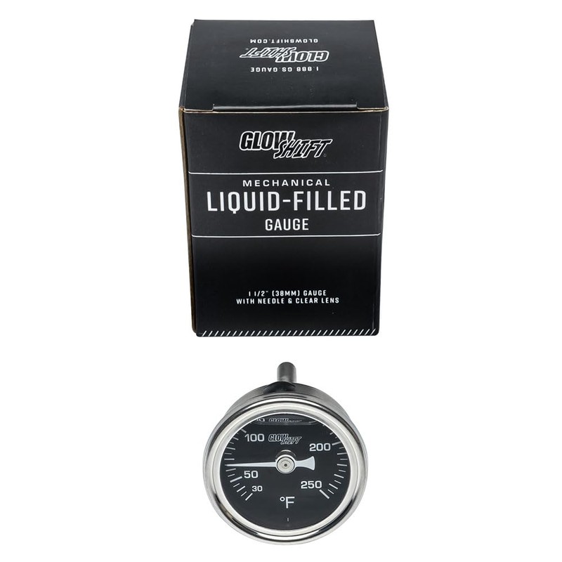 GlowShift Liquid Filled Mechanical 250 F Temperature Gauge - for