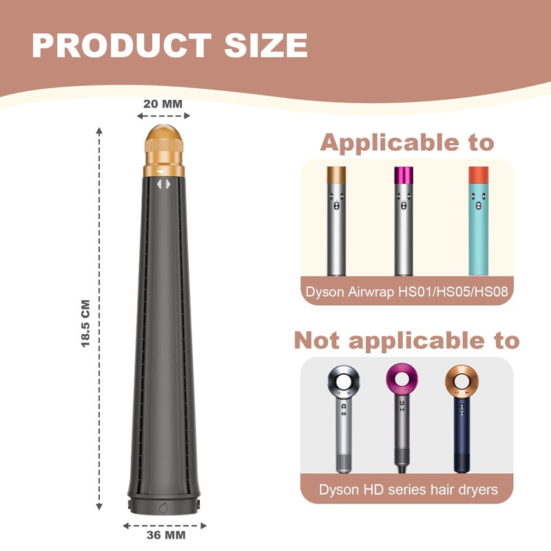 Conical Curling Attachment for Dyson Airwrap, Compatible with HS01/HS05/HS08, for