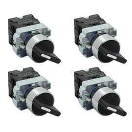 Shopcorp - 3 Position Maintained Selector Rotary Switch - Waterproof Self-Lock Switch, 22mm Mounting Hole, NO/NO Control Function, 220VAC Voltage and 10A Contact Current - XB2-BD33 Model (4 Pack)