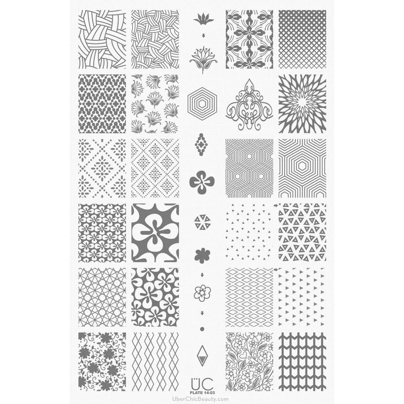 Uberchic Colección #14 Con 3 Placas Para Estampado De Uñas
