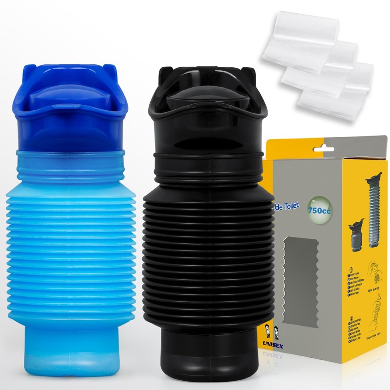 Collapsible Pee Bottle With Disposable Bags - Portable Emergency Urinal