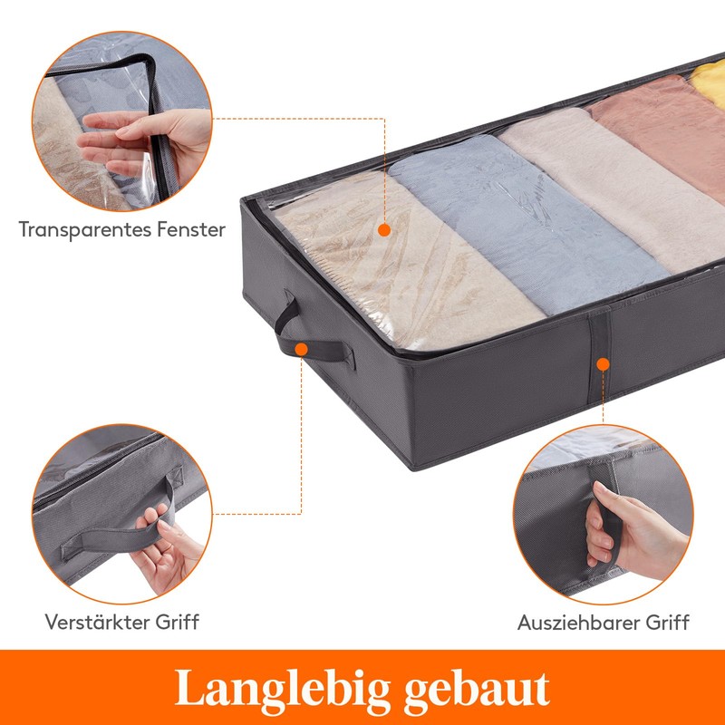 Lifewit Pack of 2 Underbed Storage Boxes, 65L Foldable Clothes