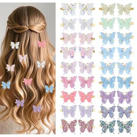 Dizila 36 piezas / 18 pares de 2.0 in/2 pulgadas Y2K pinzas para el pelo de lentejuelas mariposa con purpurina Y2K accesorios para el cabello para beb