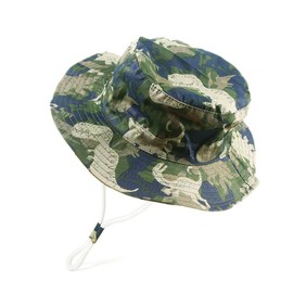 FUYAO Baby Sun Hat Kids Toddler Boys Beach Sun Protection Hat Summer Play Hats Adjustable Chin Strap Bucket Hat (UK, Age, 4 Years, 7 Years, Camouflage Dinosaur)