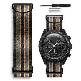 HORACE Nato watch strap 20mm compatible with Omega x Swatch MoonSwatch (Bond 007 No Time To Die - Black)
