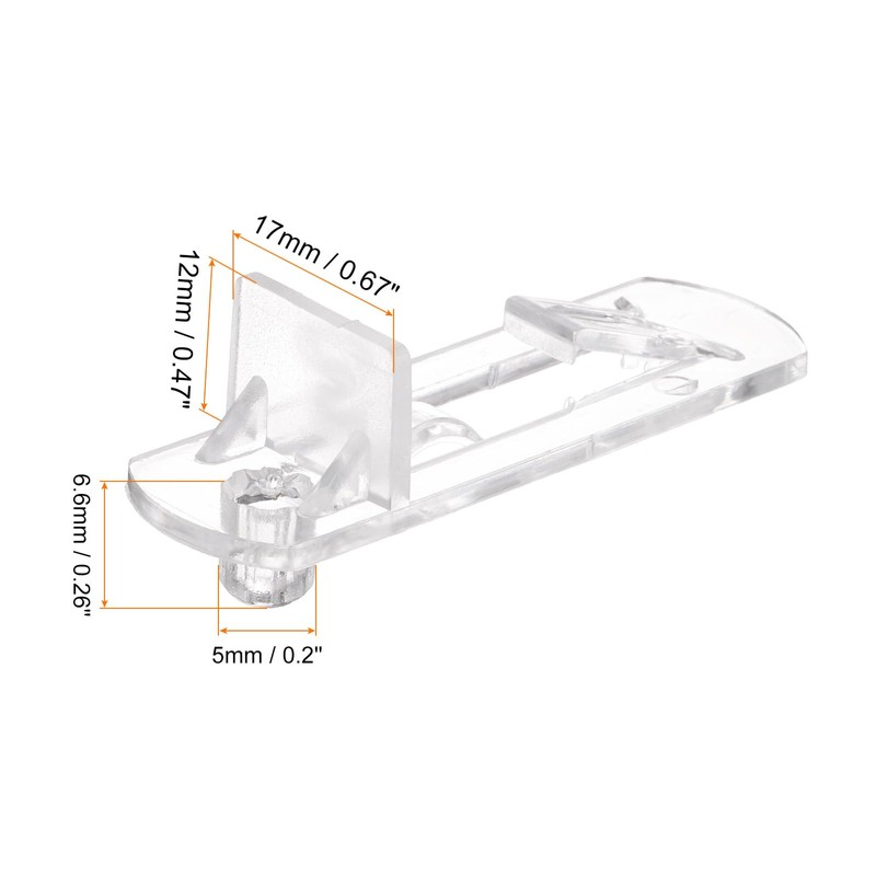 sourcing map 20pcs Cabinet Shelf Clips 5mm/0.2" Self-Locking Polycarbonate Plastic
