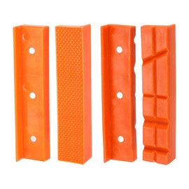 sourcing map 2set Magnetic Vise Jaws 5 Inch Magnet Plain Grooves & V-Grooves Soft Rubber Bench Jaw Pads Covers Multi-Purpose Protector for Woodworking Jewelry Making Plumbing, Orange