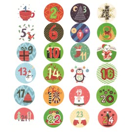20 Sheets Christmas Advent Calendar Numbers Sticker,1-24 Christmas Countdown Calendar Stickers DIY Advent Calendar Stickers Christmas Boxes Tags Adhesive Labels for Kids DIY Gifts Craft Xmas Holiday