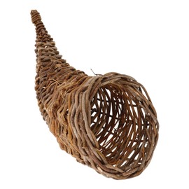 Happyyami Cornucopia Basket Horn, Horn of Plenty Wicker Grapevine Fall Basket Christmas Basket for Table Centerpiece, Decorations, Thanksgiving Christmas