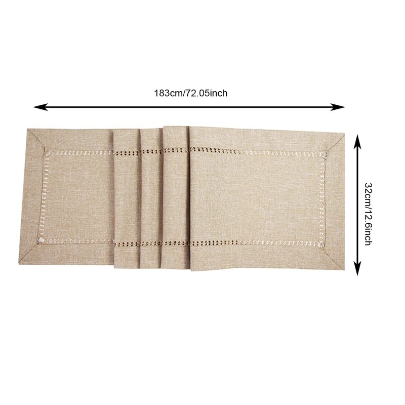 Handmade Hemstitched Natural Rectangle Lace Table Runners, Dining Festival Holiday