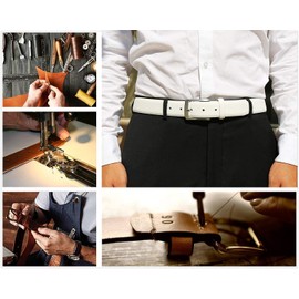 Men's Genuine Leather Dress Belts Made with Premium Quality - Classic and Fashion Design for Work Business and Casual, Saffiano White, 42
