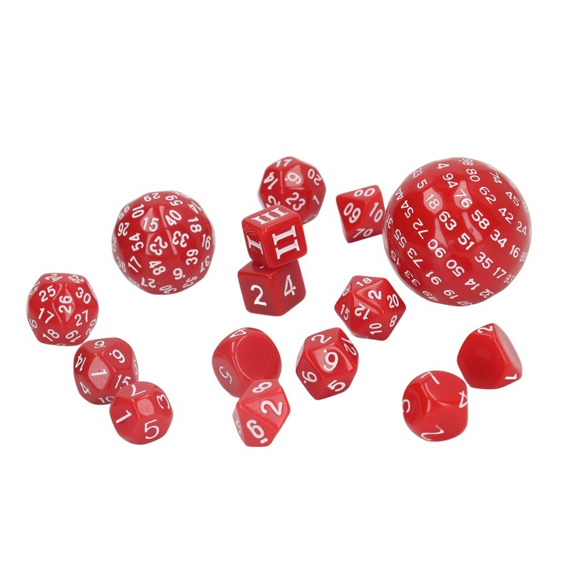 15pcs Complete Polyhedral Dice Set Acrylic D3 to D100 Spherical