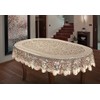 MforStyle Oval Tablecloth Heavy Lace Cream Golden Beige Large Premium