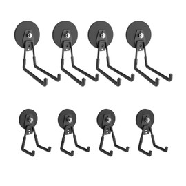 Liftsun Heavy Duty Magnetic Hooks, Garage Hook, Anti-Slide Garage Hanger, Magnetic Mounting for Garden Tools, Hose, Power Drill, Steel Pegboard, Workshop (8 Pack)