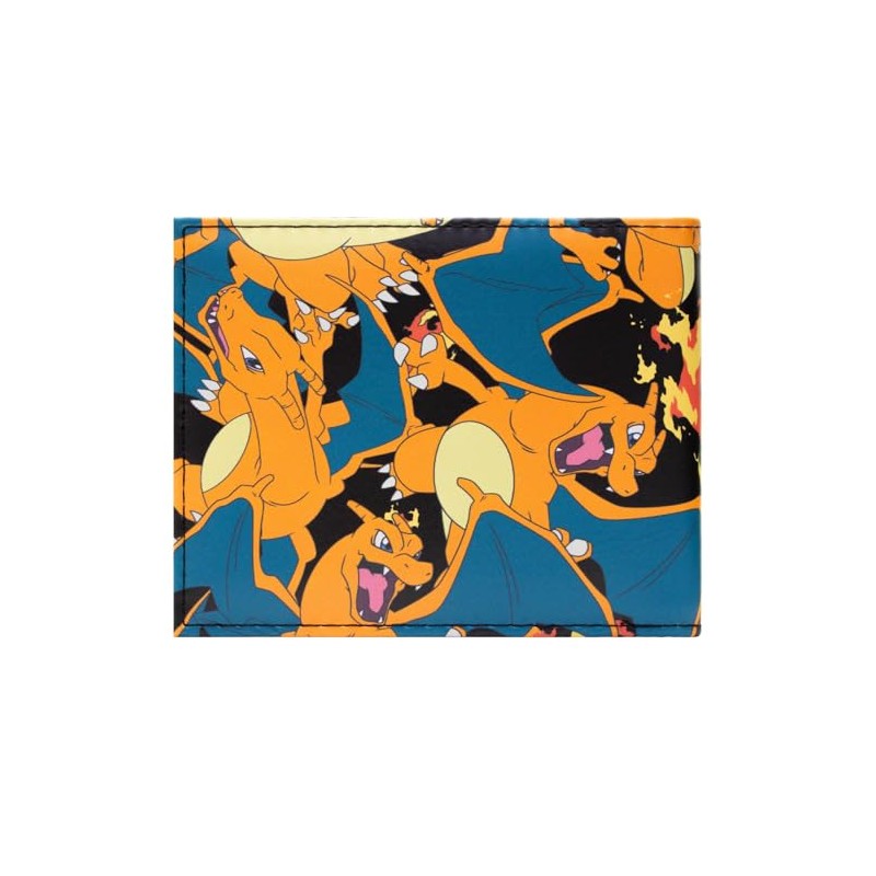 Flaming Fire Charizard 006 Pokeball Wallet Bi-Fold ID & Card