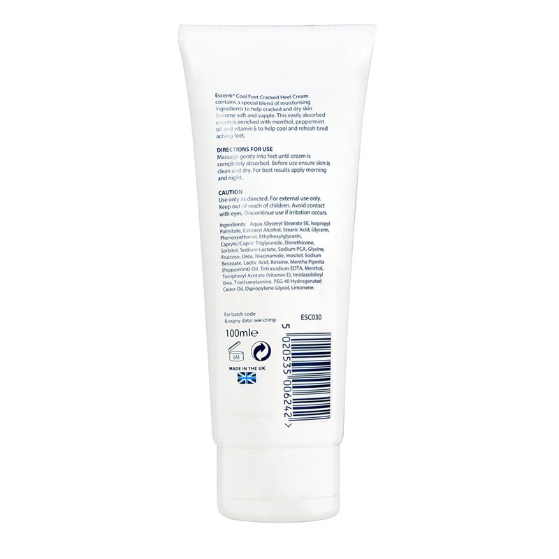 Escenti Cool Feet Cracked Heel Cream for Dry Skin, 100