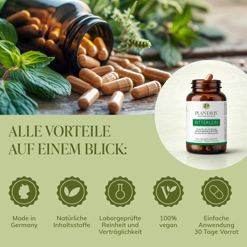 Bitter Substances Capsules with Dandelion, Artichoke & Gentian - Natural