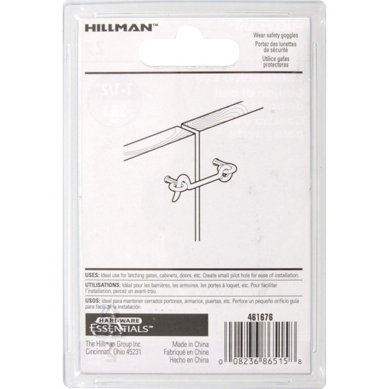 Hillman Hardware Essentials Hook and Eye Latch Zinc 1-1/2 Inch"-