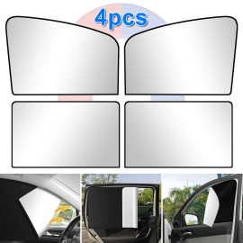 mingo-tech 4pcs Car Magnetic Side Front & Rear Window Sun Shade Curtains Cover UV Shield