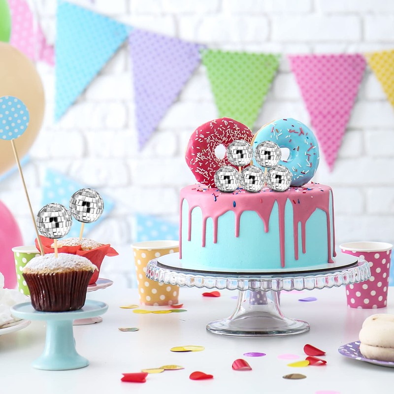 24 piezas de decoración para cupcakes, bolas de discoteca, bolas