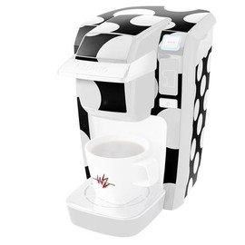 WraptorSkinz Decal Style Vinyl Skin compatible for Keurig K10 / K15 Mini Plus Coffee Makers Kearas Polka Dots White On Black (COFFEE MAKER NOT INCLUDED)