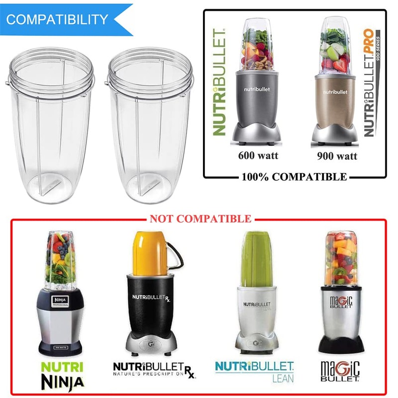 Replacement Cups 32oz Compatible with NutriBullet 600 and PRO 900
