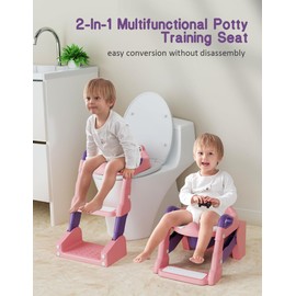 Potty Training Seat, Toddler Potty Training Toilet, Upgrade 2 In 1 Toddler Toilet Seat with Steps Stool Splash Guard and Anti-Slip Pad Soft Cushion, Potty Seats for Toddlers Baby Kids