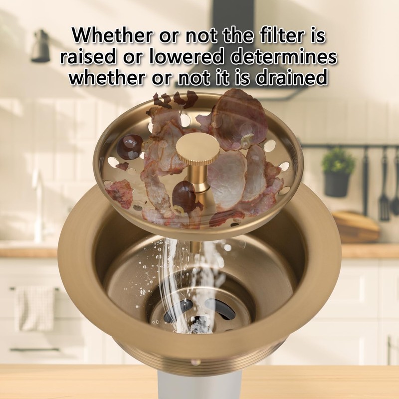 Uni-Green Champagne Bronze Kitchen Sink Drain for Standard 3-1/2 inch