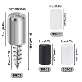 Fairblo 90 Sets Shelf Support Pegs, Self-Tapping Screws, Metal Shelf Support Pins with 30Pcs Black, 30Pcs White, 30Pcs Clear Non-Slip Sleeves, One-Piece Shelf Pegs for Kitchen, Cupboards, Wardrobe