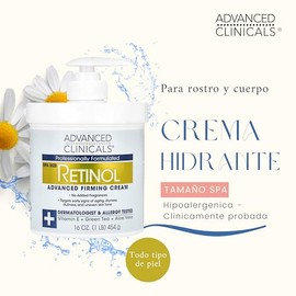 ADVANCED CLINICALS CREMA CORPORAL RETINOL REAFIRMANTE CON VITAMINA E, TE VERDE Y ALOE VERA 454GR
