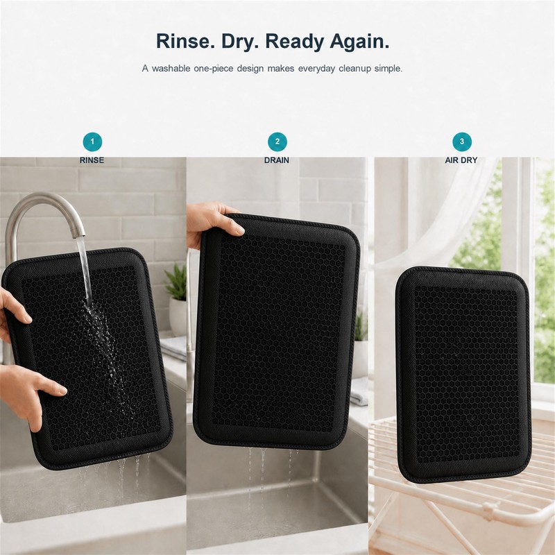 Gel Seat Cushion, Breathable Honeycomb Pad, Black, 16.5 x 13