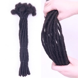 Nuteram Human Hair Dreadlocks Extensions, Afro Kinky 14 Inch 30 Strands 0.24inch Width Soft Dreadlock Human Hair For Man Women Kids Full Head Handmade Dread Locks (Natural Black, 14 Inch)