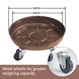 IKULE Round Flower Pot Mover Rolling Plant Pallet Dolly Caddy with Wheels Mover Heavy Duty Plant Stand Metal Plant Stand for Indoor Outdoor Garden Flowerpot Tray (2pcs) in 12“