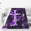 Purple Cross Blanket Christian Religious Cross Decor Throw Blanket Hummingbird