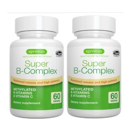 Igennus Super B-Complex Methylated B Vitamins Igennus Super B Complex Vitamin B & Vitamin C, 2 units, 60 tablets / Igennus Super B-Complex Methylated B Vitamins 이제너스 슈퍼 B 콤플렉스 비타민B & 비타민C, 2개, 60정