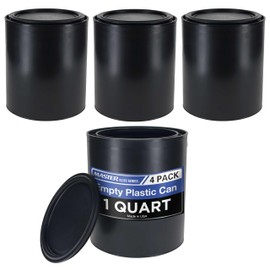 Master Airbrush Master Elite 1 Quart Empty Plastic Paint Can Bucket, Pack of 4 - Triple Lock Airtight Lid Seal, 32 fl. oz. All-Plastic Coating Storage Container Can - Pail Handle, Dent & Rust Proof, Odor Resistant