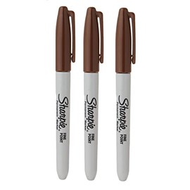 Sharpie Permanent Markers, Fine Point, 3-Count (Brown)