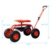 Rolling Garden Cart Seat with Wheels and Tool Tray, Garden